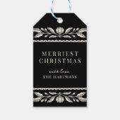 Folk Art Floral Weihnachtsstadt Name Geschenkanhänger (Vorderseite)