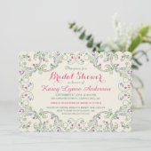 Folk Art Floral Wreath Bridal Dusche Einladungen (Stehend Vorderseite)