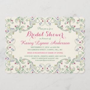 Folk Art Floral Wreath Bridal Dusche Einladungen