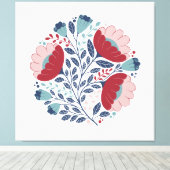 Folk Art Florals in Full Bloom Leinwanddruck (Insitu (Holzboden))