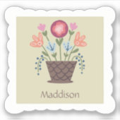 Folk Art Flower Basket Vinyl Cut Sticker  (Vorderseite)