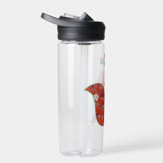 Folk Art Flower Pattern Fox Personalised Trinkflasche (Rechts)