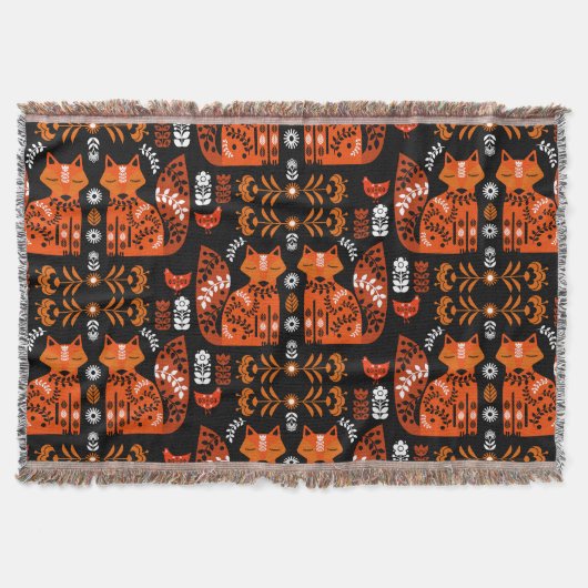 Folk Art Fox und Hen Decke (Vorderseite)