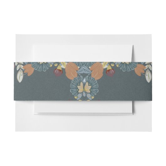 Folk Art Frame in Blue Brown Tan Einladungsbanderole (Vorderseite Beispiel)