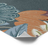 Folk Art Frame in Blue Brown Tan Poster (Ecke)