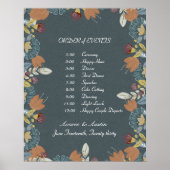 Folk Art Frame in Blue Brown Tan Poster (Vorne)