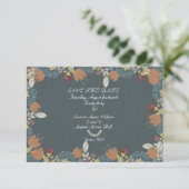 Folk Art Frame in Blue Brown Tan Save The Date (Stehend Vorderseite)