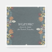 Folk Art Frame in Blue Brown Tan Serviette (Vorderseite)