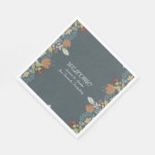 Folk Art Frame in Blue Brown Tan Serviette (Ecke)