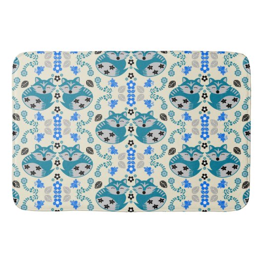 Folk-Art-Fuchs-Druck-Dekor Badematte (Vorderseite)