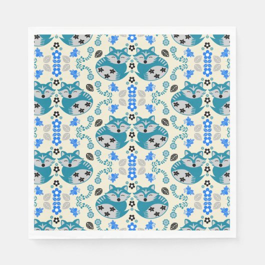 Folk-Art-Fuchs-Druck-Dekor Serviette (Vorderseite)