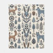 Folk-Art-Fuchs-Hase-Wolf-Wald-Decke Fleecedecke (Vorderseite)