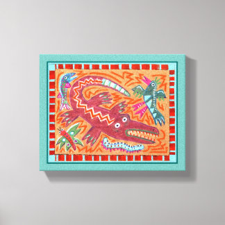 Folk Art Gator Leinwanddruck