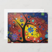 FOLK ART Gewartet für die Sunset Postkarte (Vorne/Hinten)