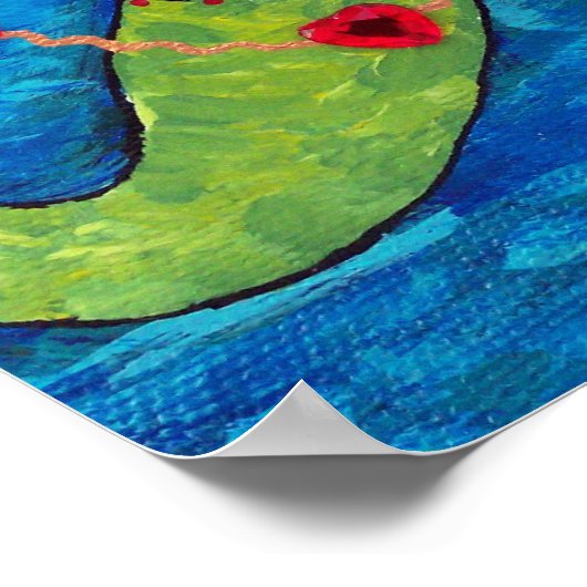 Folk Art Green Mermaid String von Red Hearts Poster (Ecke)