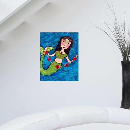 Folk Art Green Mermaid String von Red Hearts Poster