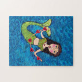 Folk Art Green Mermaid String von Red Hearts Puzzle (Horizontal)