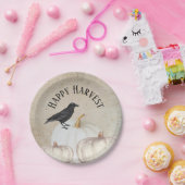 Folk Art Happy Harvest White Pumpkin Pappteller (Party)