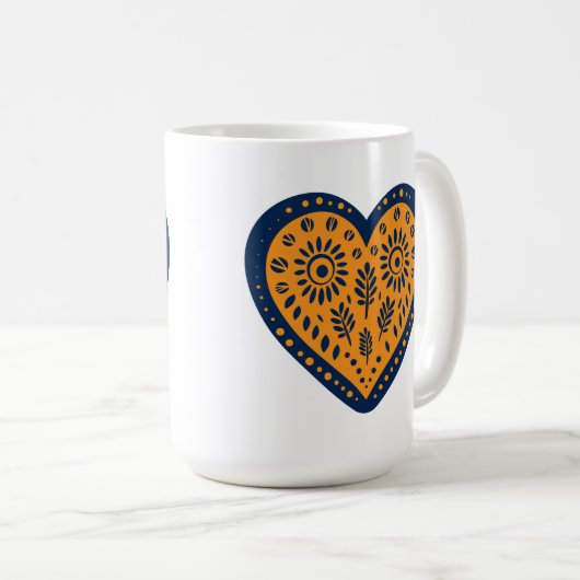 Folk Art Heart Kaffeetasse (VorderseiteRechts)