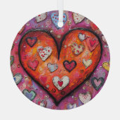 Folk Art Heart Ornament Aus Glas (Rückseite)