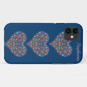 Folk Art Hearts, Deep Blue iPhone 5/5 Xtreme Fall Case-Mate iPhone Hülle (Rückseite (Horizontal))