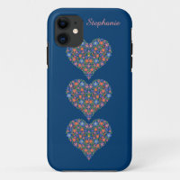 Folk Art Hearts, Deep Blue iPhone 5 Case-Mate