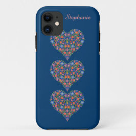 Folk Art Hearts, Deep Blue iPhone 5 Case-Mate 11 Hülle