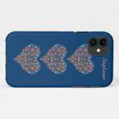 Folk Art Hearts, Deep Blue iPhone 5 Case-Mate Hülle (Rückseite (Horizontal))