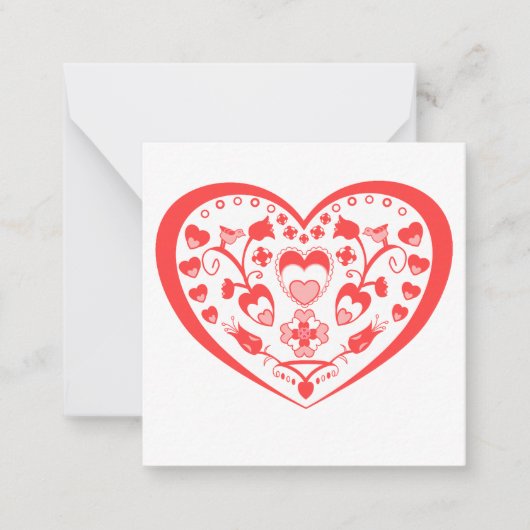 Folk Art Hearts Mitteilungskarte (Vorderseite)