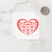 Folk Art Hearts Mitteilungskarte (Vorderseite/Rückseite Beispiel)