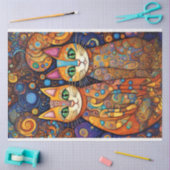 Folk Art helle farbige Katzen Dekoupage Seidenpapier (Basteln)