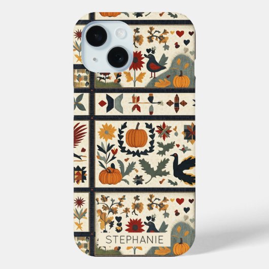 Folk Art Herbst Quilt Muster | Rustikale Ernte Case-Mate iPhone Hülle (Rückseite)
