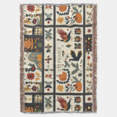 Folk Art Herbst Quilt Muster | Rustikale Ernte Decke (Vorderseite Vertikal)