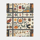 Folk Art Herbst Quilt Muster | Rustikale Ernte Fleecedecke (Vorderseite)