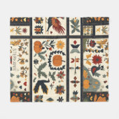 Folk Art Herbst Quilt Muster | Rustikale Ernte Fleecedecke (Vorderseite (Horizontal))