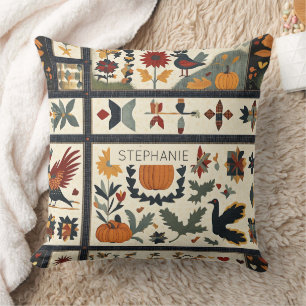 Folk Art Herbst Quilt Muster   Rustikale Ernte Kissen