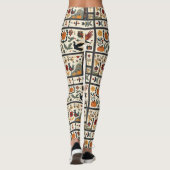 Folk Art Herbst Quilt Muster | Rustikale Ernte Leggings (Rückseite)