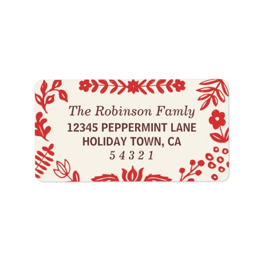 Folk Art Holiday Address Labels Adressaufkleber (Vorne)