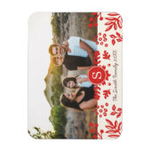 Folk Art Holiday Monogram Foto Magnet (Vertikal)