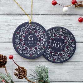 Folk Art Holiday Monogram Keramik Ornament
