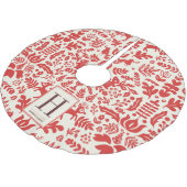 Folk Art Holiday Monogram Tree Skirt Polyester Weihnachtsbaumdecke (Schrägansicht)