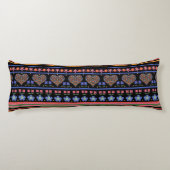 Folk Art hört Grenze auf schwarzem Kissen (Rückseite)