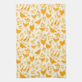 Folk Art Hühner und Enten, Goldenrod Gelb Geschirrtuch (Vertikal)
