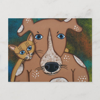 FOLK ART Hunde Bester Freund von LORI EVERETT Post Postkarte