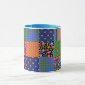 Folk Art Imitate Patchwork Ringer Coffee Tasse (Zentrum)