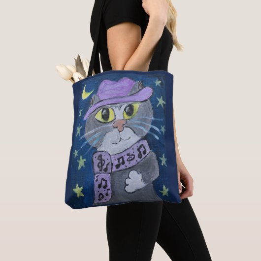 Folk Art Jazz Cat Tasche (Von Nahem)