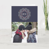 Folk Art Joy | Geflochtenes Foto Feiertagskarte (Vorderseite)