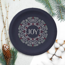 Folk Art Joy Holiday Pappteller