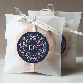 Folk Art Joy Holiday Runder Aufkleber