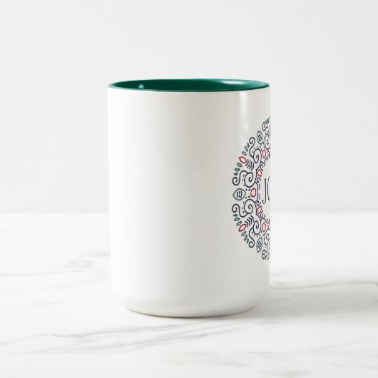 Folk Art Joy Holiday Zweifarbige Tasse (Mittel)